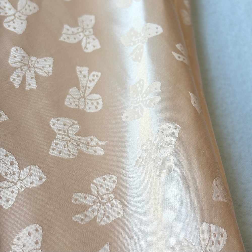 Vintage 80s Barbizon Silk Long Skirt Womens Large Blush Pink Coquette Bows Lace - Picture 10 of 12